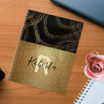 Schwarz-Bronze-Glitzer Moderner Glam Trendy Chic Planer<br><div class="desc">Trendiges und elegantes personalisiertes Planerdesign mit abstrakten Glitzer- und Bronzestrecken mit eigenem Text.</div>