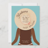 Schwarz Brünett Bachelorette Wochenende Pool Party Einladung (Vorderseite)