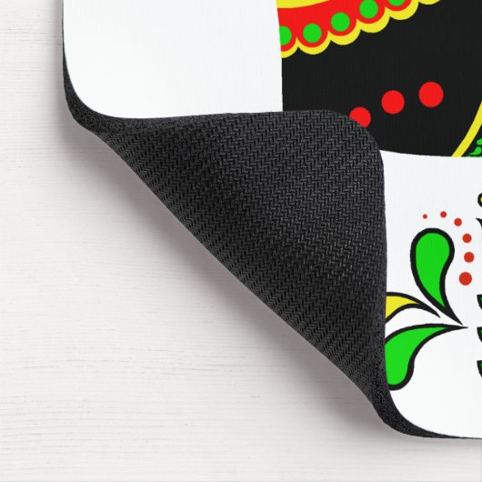 Schwarz/bunt Folk Dala Pferd/Schwarz Friesian Mousepad (Ecke)