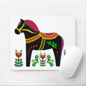 Schwarz/bunt Folk Dala Pferd/Schwarz Friesian Mousepad (Mit Mouse)