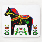 Schwarz/bunt Folk Dala Pferd/Schwarz Friesian Mousepad (Vorne)