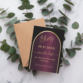 Schwarz-burgund Gold Arch 60. Geburtstag Save The Date