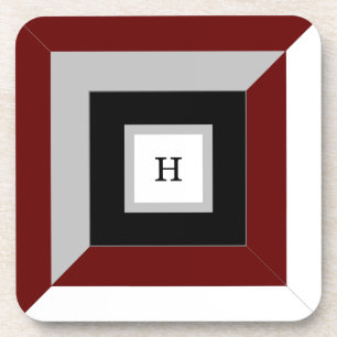 Schwarz, Burgund, Grau und Weiß geometrische Form Getränkeuntersetzer