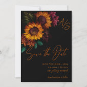 Schwarz Burnt Orange Monogram Wedding Save the Dat (Vorderseite)