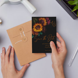 Schwarz Burnt Orange Monogram Wedding Save the Dat Postkarte