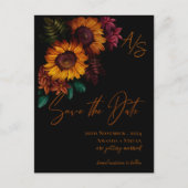 Schwarz Burnt Orange Monogram Wedding Save the Dat Postkarte (Vorderseite)