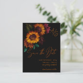 Schwarz Burnt Orange Monogram Wedding Save the Dat Postkarte (Stehend Vorderseite)