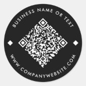 Schwarz | Business Custom QR Code Runder Aufkleber (Vorderseite)
