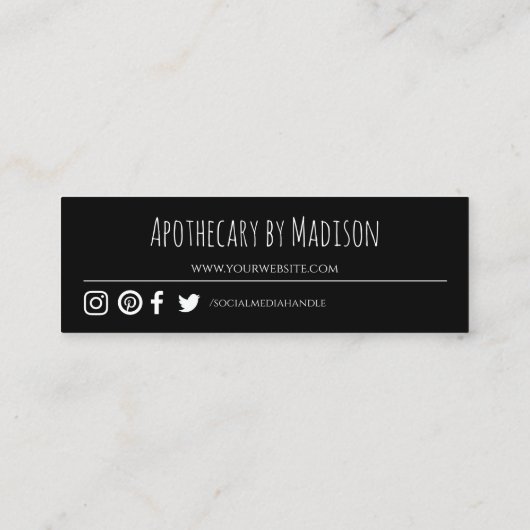 Schwarz | Business Danke Mini Card Mini Visitenkarte (Rückseite)