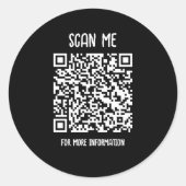 Schwarz | Business QR Code Scannable Runder Aufkleber (Vorderseite)