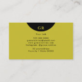 Schwarz | Chic Imitats Gold Glitzer Monogram Visitenkarte (Rückseite)