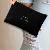 Schwarz-Chic-Monogramm Zubehörtasche
