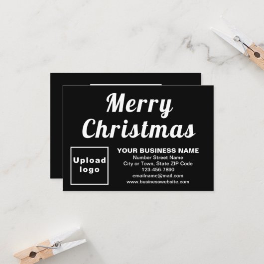 Schwarz | Christmas | Business | Small Flat Gruß Karte (Vorderseite/Rückseite Beispiel)