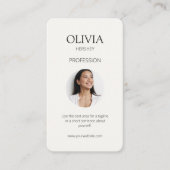 Schwarz-Cream-Elfenbein-Foto-SozialQR-Code Visitenkarte (Vorderseite)