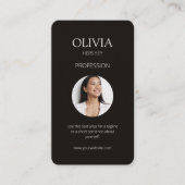 Schwarz-Cream-Elfenbein-Foto-SozialQR-Code Visitenkarte (Vorderseite)