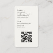 Schwarz-Cream-Elfenbein-Foto-SozialQR-Code Visitenkarte (Rückseite)