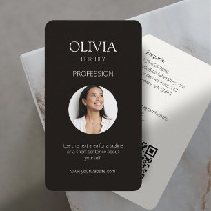 Schwarz-Cream-Elfenbein-Foto-SozialQR-Code Visitenkarte