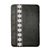 Schwarz-Cream-Weiß-Daisy-Blume akzentriert Badematte (Vorderseite Vertikal)