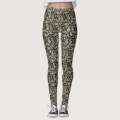 Schwarz-Creme-Paisley-Muster Leggings (Vorderseite)