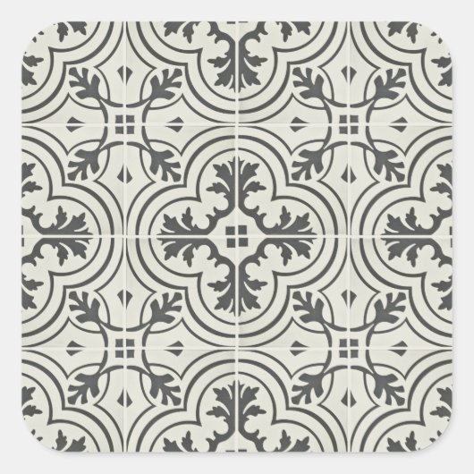 Schwarz-Creme-verzierte Bodenstruktur Quadratischer Aufkleber (Vorderseite)