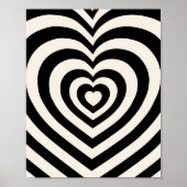 Schwarz-Creme-Weiß-Herz Poster (Vorne)