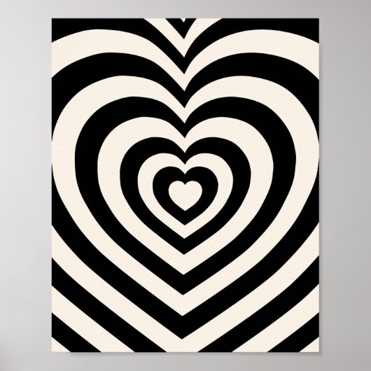 Schwarz-Creme-Weiß-Herz Poster (Vorne)