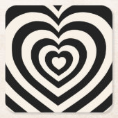 Schwarz-Creme-Weiß-Herz Rechteckiger Pappuntersetzer (Vorderseite)
