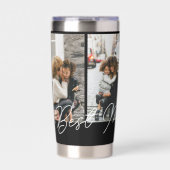 Schwarz Custom 4 Fotos Collage Beste Mama je Thermobecher (Vorderseite)