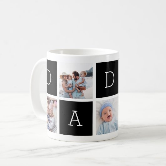 Schwarz | Custom Daddy 5 Foto Collage Kaffeetasse (Vorderseite Links)