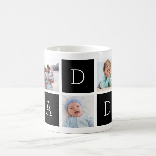 Schwarz | Custom Daddy 5 Foto Collage Kaffeetasse (Mittel)