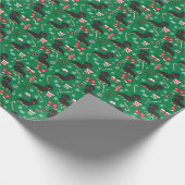 Schwarz-Dackel-Hundeschlitten Geschenkpapier (Ecke)