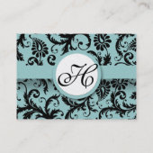 Schwarz-Damast-Flora mit Korallenzeichnung Visitenkarte (Rückseite)