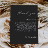 Schwarz Danke, Brief, Napkin-Anmerkung Menükarte