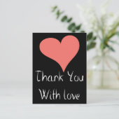 "Schwarz Danke, dass du rosa Herz-Liebe Postkarte (Stehend Vorderseite)