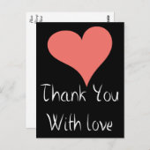 "Schwarz Danke, dass du rosa Herz-Liebe Postkarte (Vorne/Hinten)