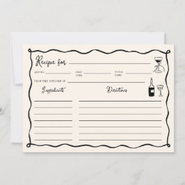 Schwarz, das ist mehr Brautparty Rezept-Karte Einladung