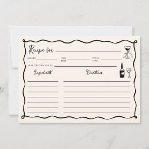 Schwarz, das ist mehr Brautparty Rezept-Karte Einladung