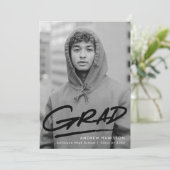 Schwarz | Dashed Modern Foto Abschluss Ankündigung (Stehend Vorderseite)