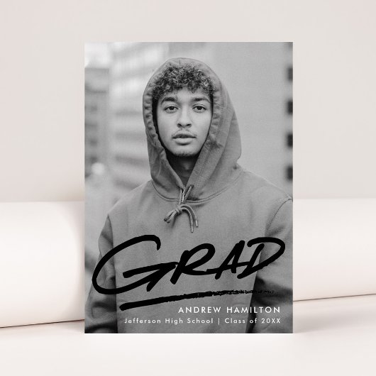 Schwarz | Dashed Modern Foto Abschluss Ankündigung