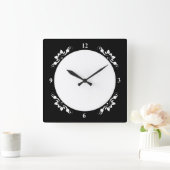 Schwarz Decorative Sq Uhr Vorderseite Weiße Zahlen (Zuhause)