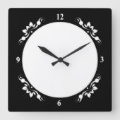 Schwarz Decorative Sq Uhr Vorderseite Weiße Zahlen (Vorderseite)