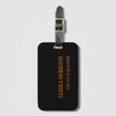 Schwarz Dein Name Minimalistisch Personal Modern Gepäckanhänger (Vorderseite Vertikal)