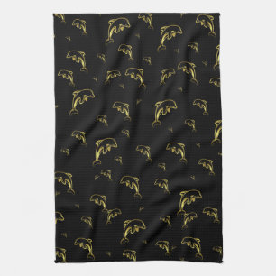 Schwarz, Delfin, Fisch, Natur, Wasser, Design, Geschirrtuch