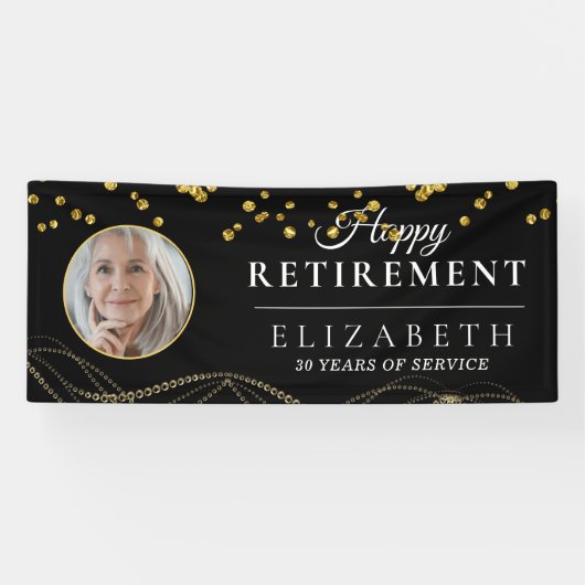 Schwarz Delicates Custom Foto Retirement Party Banner (Horizontal)
