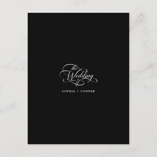 Schwarz Delikatessen Elegante Hochzeiten Details Begleitkarte (Rückseite)