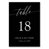 Schwarz-Delikatkalligrafiebezeichnungen und Hochze Tischnummer (Vorderseite)