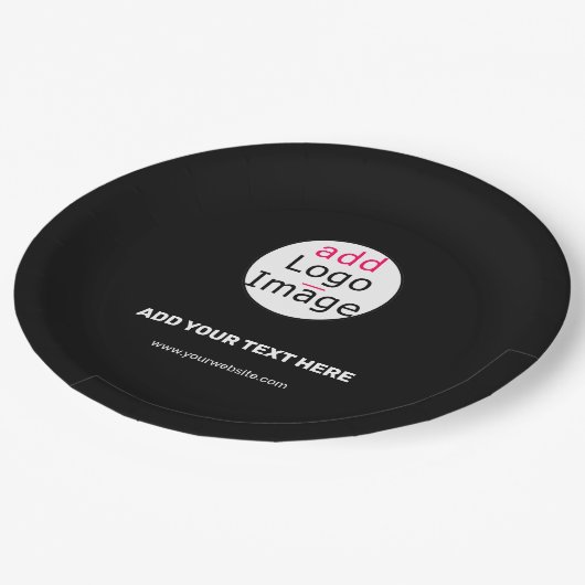 Schwarz des Sonderzeichens für Unternehmen Pappteller (Schrägansicht)