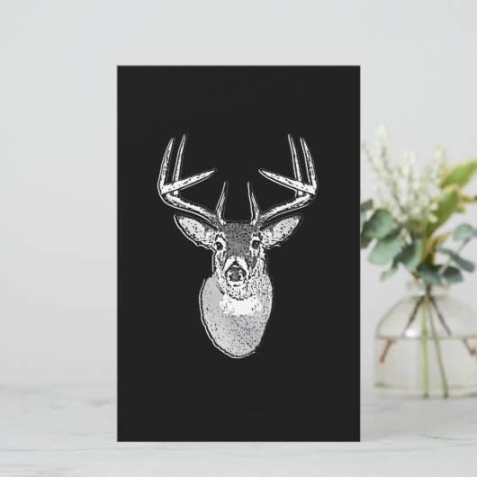 Schwarz-Design White Schwanz Deer Briefpapier (Stehend Vorderseite)