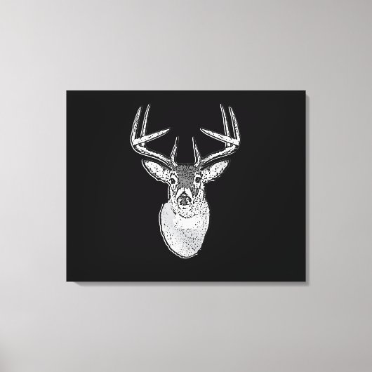 Schwarz-Design White Schwanz Deer Leinwanddruck (Vorderseite)