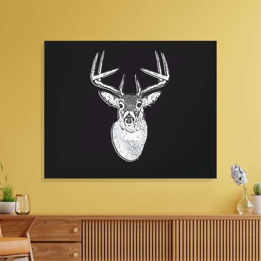 Schwarz-Design White Schwanz Deer Leinwanddruck (Insitu (Wohnzimmer))
